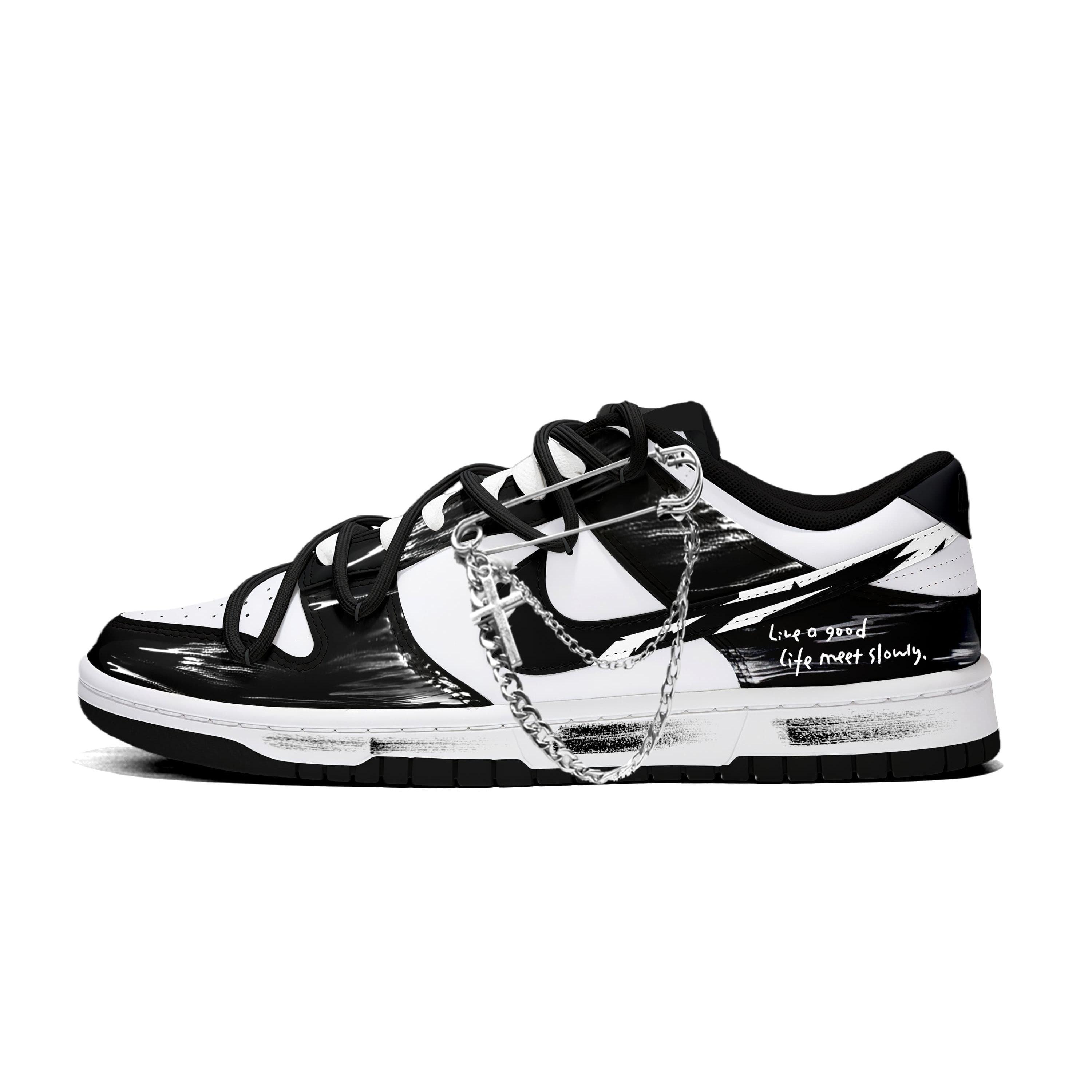 Nike Dunk Blackthorn Abrasion Resistant Low top Skateboard Shoes Unisex Black White HF5441-100(Team1603-) cm