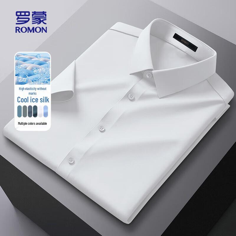 

ROMON Men s High-Elastic Wrinkle-Free Short-Sleeve Shirt D2081 40