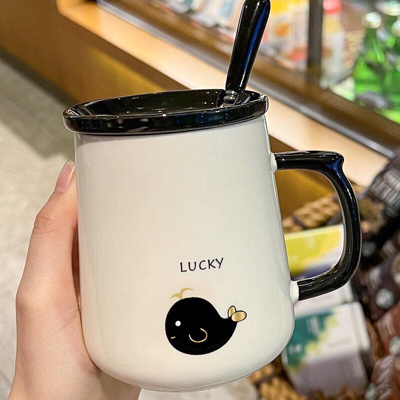 Qiwei Creative Ceramic Mug with Lid and Spoon