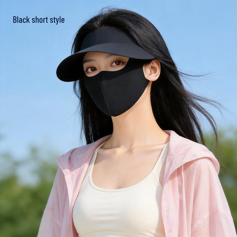 Women's Detachable Brim Sun Protection Face Mask, Ice Silk UV Shield, Full Face and Neck Coverage, Breathable Summer Facekini.