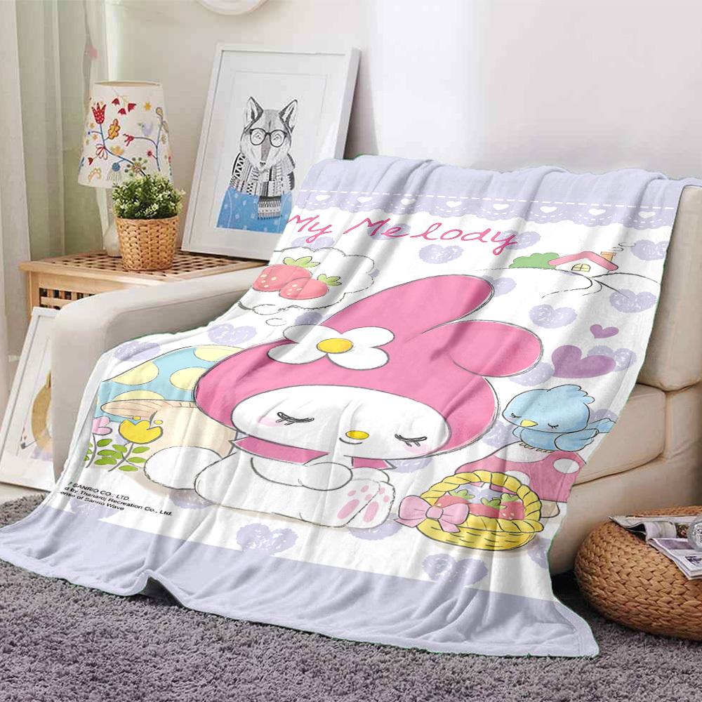

1pc My Melody Strawberry blanket Lightweight Flannel Throw for Sofa Bed Travel Camping Livingroom1105L 80cmx120cm(31inx47in)