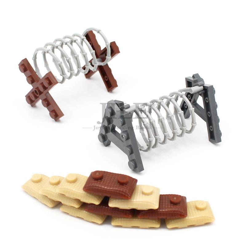 MOC Bază Militară Baricadă cu Sârmă Ghimpată Blocaj Rutier DIY Iluminează Blocuri de Construcție Cărămizi Compatibile cu Particule Străzi Orășenești