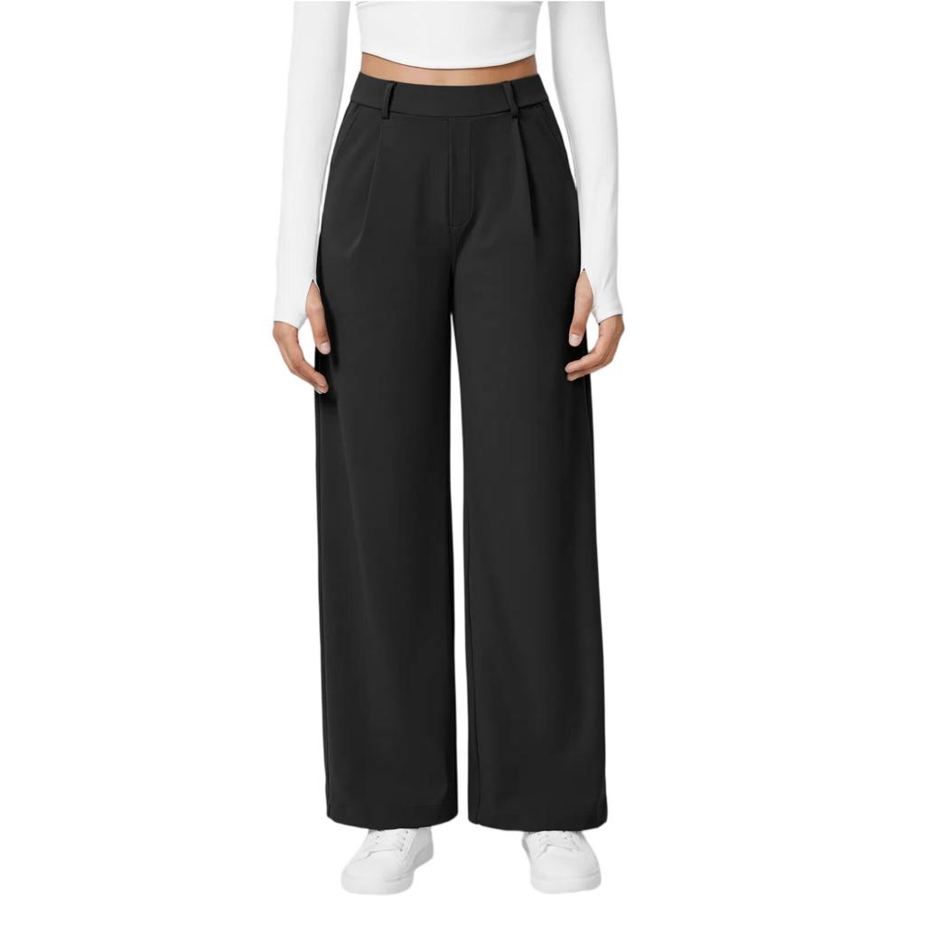 Fashion Women's Casual Color Pocket Loose Slim Straight Suit Pants
