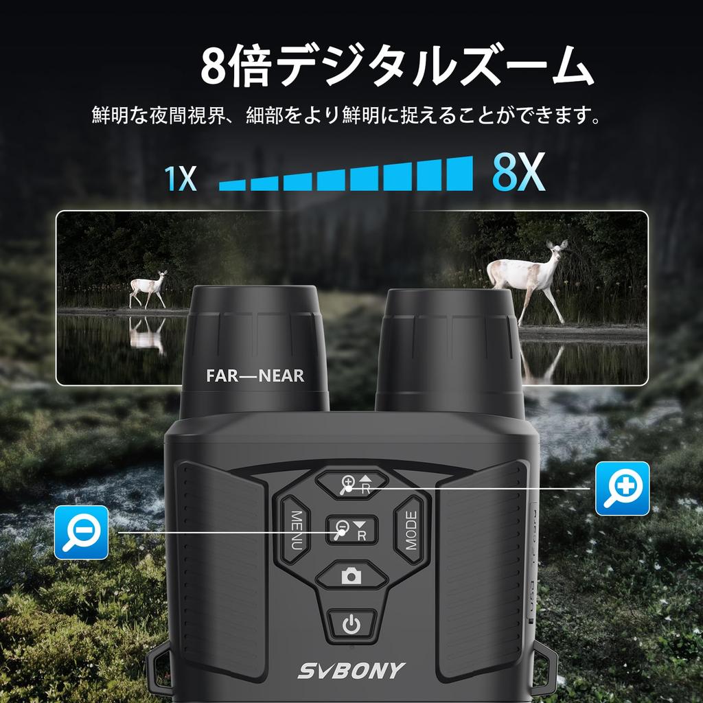 SVBONY SA206 Night Vision Scope with Digital Zoom, 3.0-inch TFT Display, 4K Video, Infrared, Zoom Function Available During Video Recording, Firmware