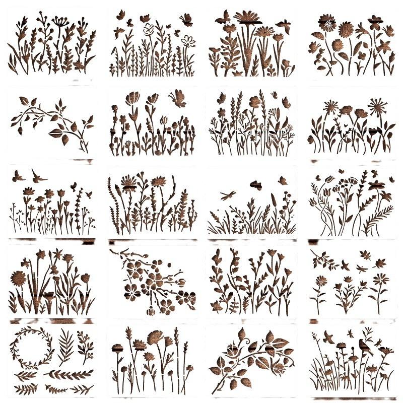 Original New Model, 20 Sheets/set, Flower Painting Template, Flower Theme Template, DIY Theme, Reusable, Handwritten Report Template