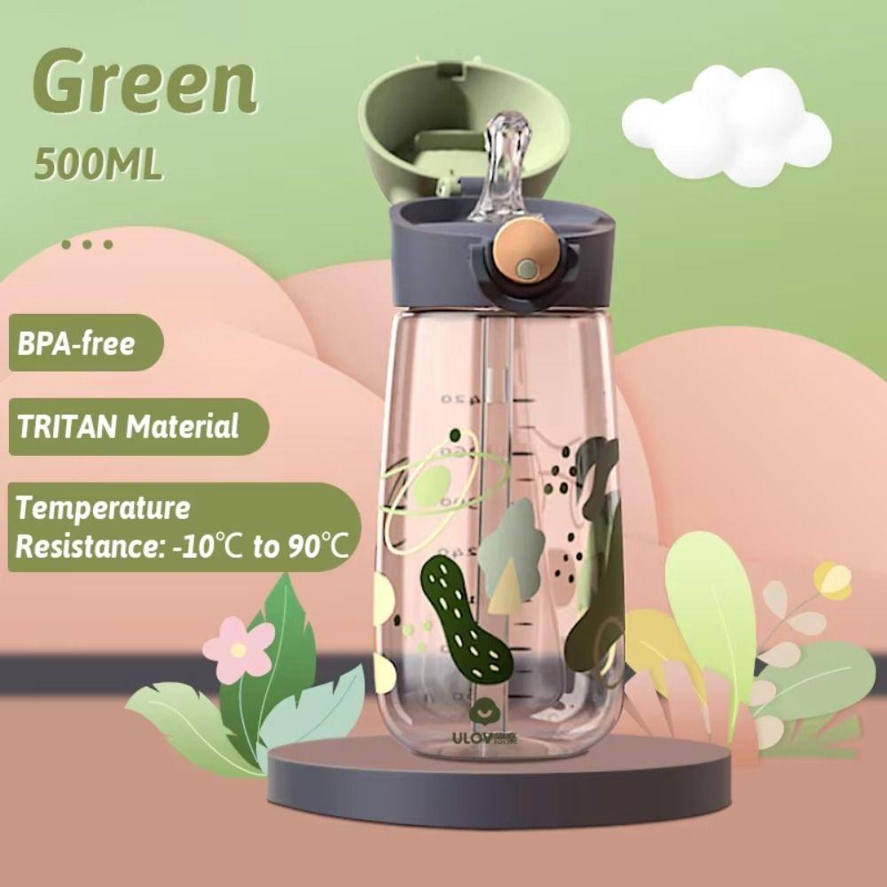 High-capacity Safe Straw Cup With Straw Drinking Cup Kawaii 500ML Water Bottles  Sports