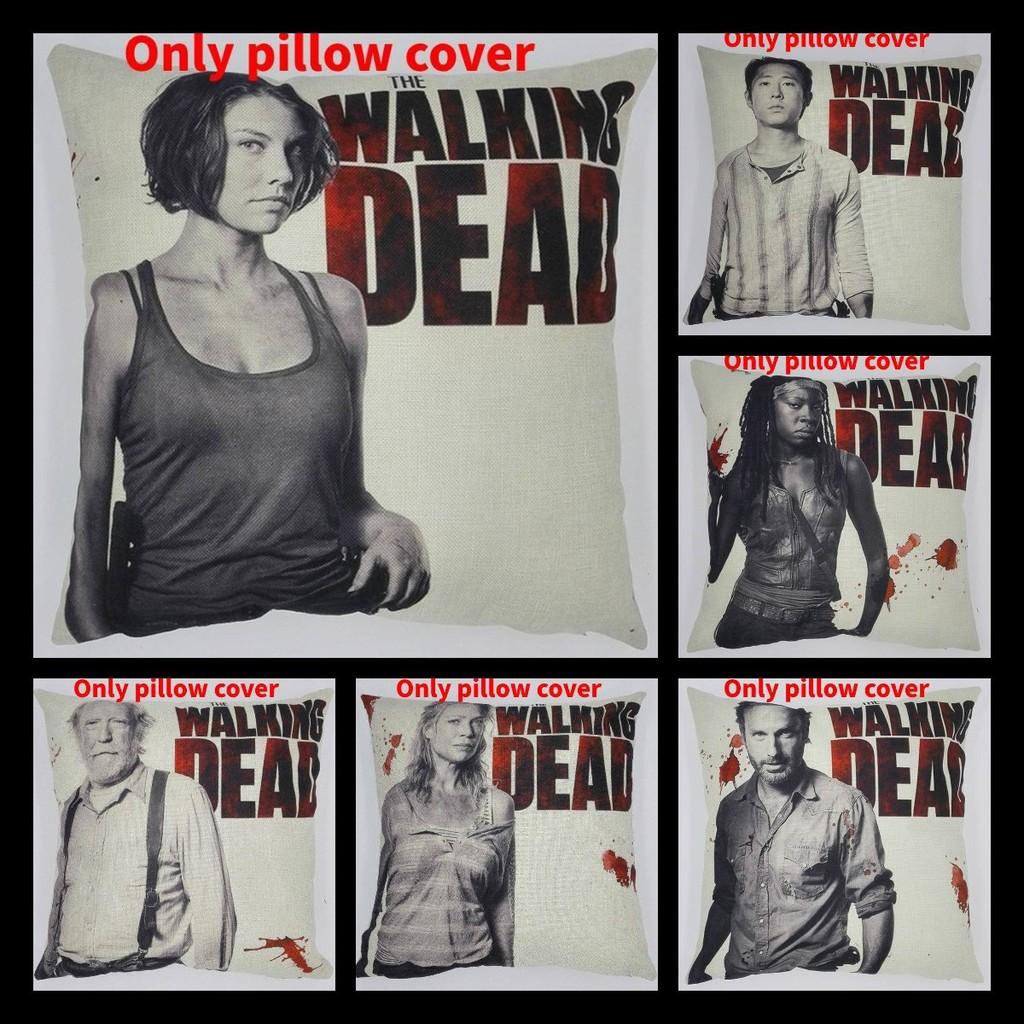 Premium Grey Linen Walking Dead Sofa Pillow Case For Fans Of Zombie Series 45x45cm