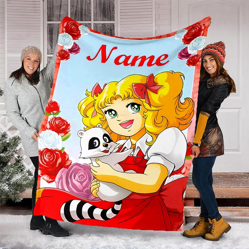 Personalized Custom Name Blanket - Candy Candy Print Design,Blanket for Sofa,Bed,Travel,Camping - Soft and Warm, Great Gift