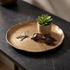 Tray with Hammered Texture Lightweight Platter Raised Edge for Console Table