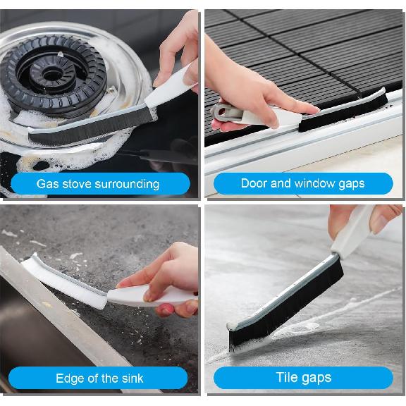 Hard Bristle Crevice Cleaning Brush,Multifunctional Gap Scrub Brush, Suitable for Tile Gaps, Bathroom, Kitchen, and Sink, with Anti-Slip Handle