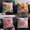 Erdbeere Bunte Kissenhülle Natürliches Leinen Bio-Stoff Doppelseitiger Druck Sofa Heimdekoration Geschenk Kissenbezug