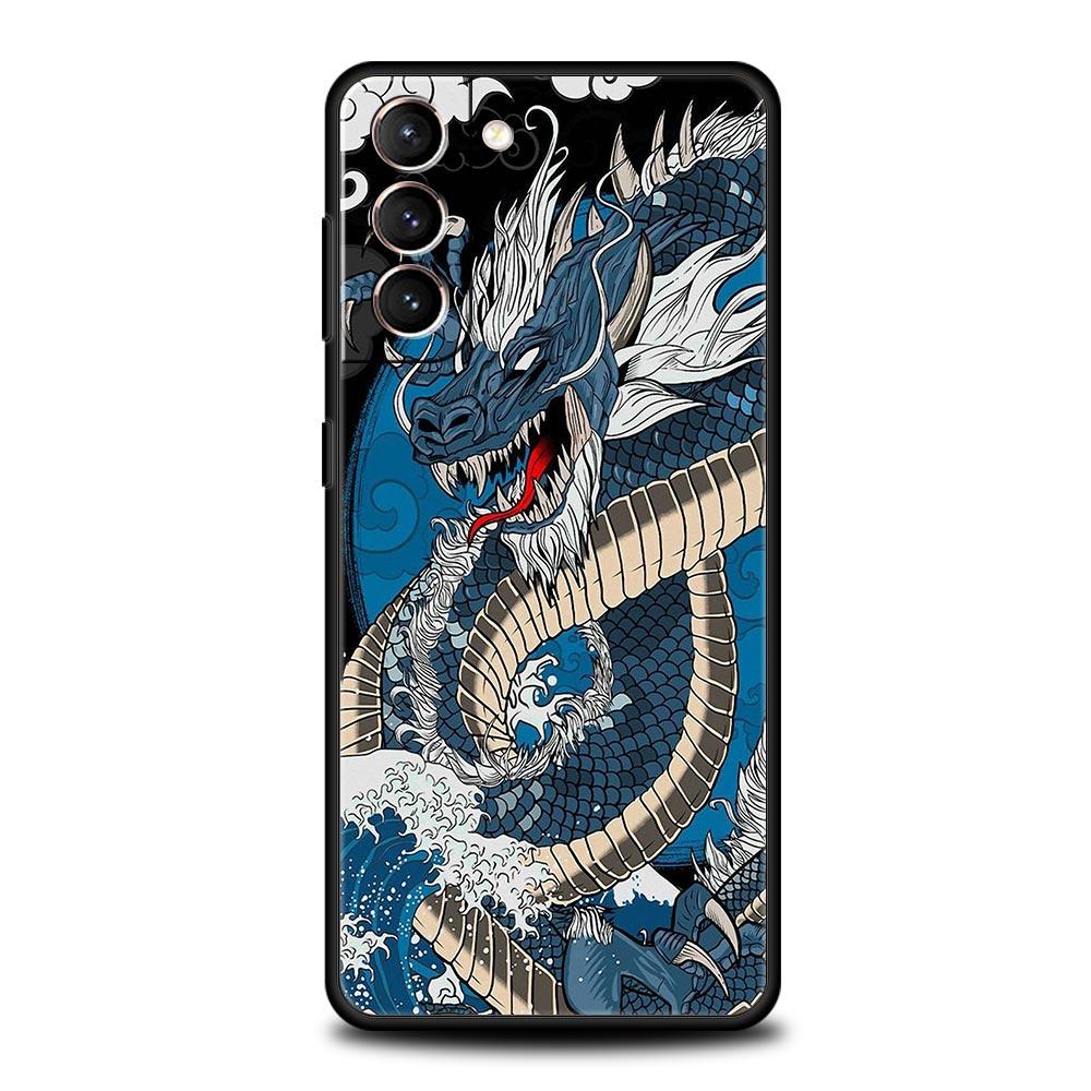 Phone Case For Samsung Galaxy S24 S23 S22 Ultra S20 S21 FE 5G S10 S9 Plus S10E S8 S7 Edge Cover Illusory Color Chinese Dragon