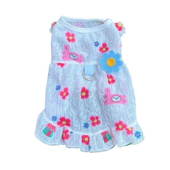 Summer Breathable Pet Clothes Flower Cherry Ice Cream Print Sleeveless Vest Pet Princess Skirt for Small Medium Girls Dogs Cats