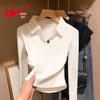 Women's Polo Collar Long Sleeve Slim Fit Top