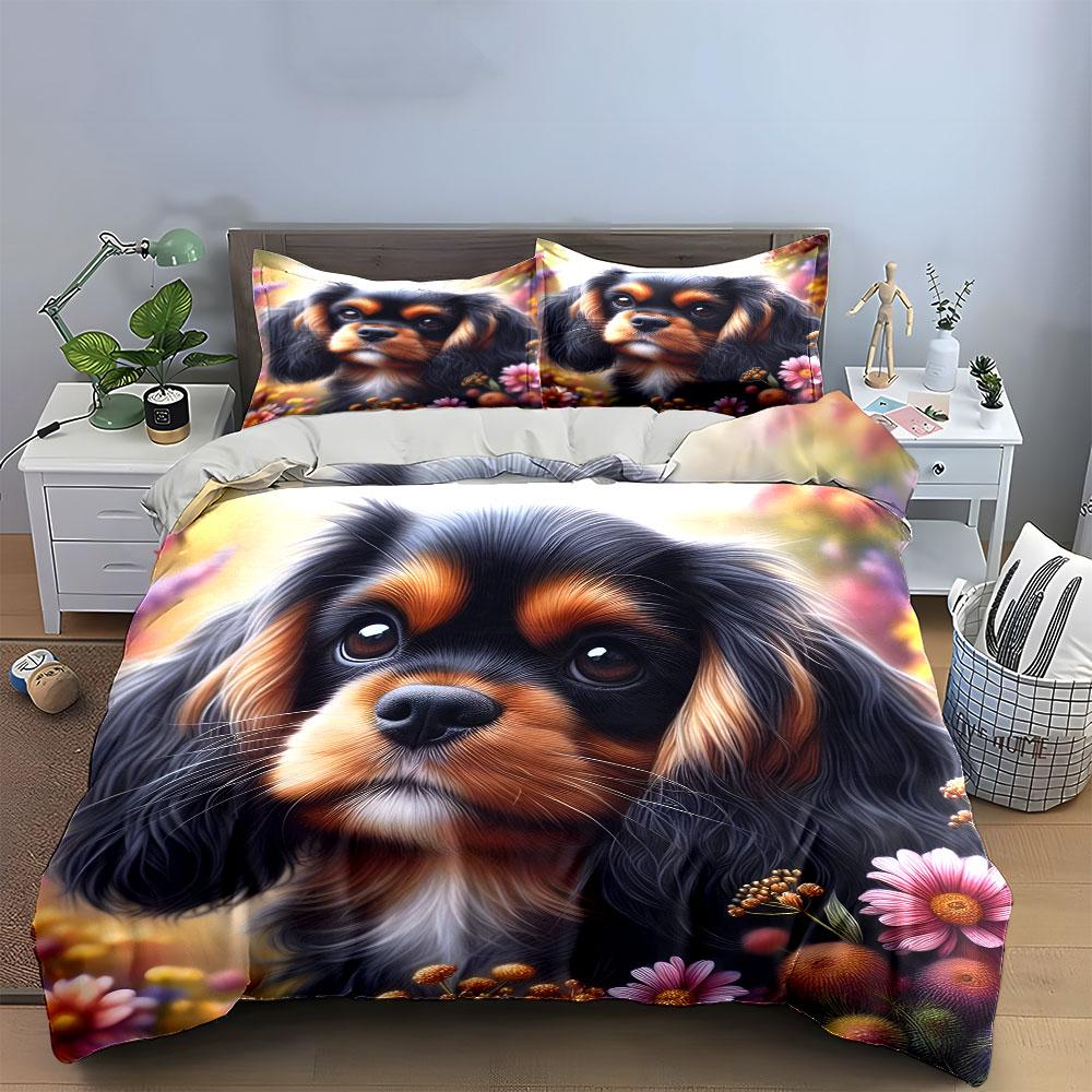 Floral-Themed Pet Accessory Set Exquisite Three-Piece Bedding Set Gift For Kids And Adults