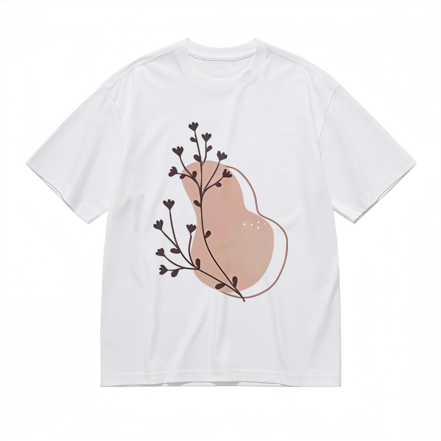 Men s Trend Soft Breathable Classic T-Shirt Mens Womens Tees Top Plant Twig Abstract Pattern Tops USA L