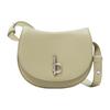 Rocking Horse Logo Embossed Flap Closure Calfskin Saddle Bag Women Handbags Orion-Beige 80811671