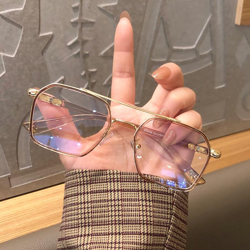 Blue Light Blocking Glasses Women Vintage Retro Style Polygon Shape Women'S Glass High Quality Glasses Male