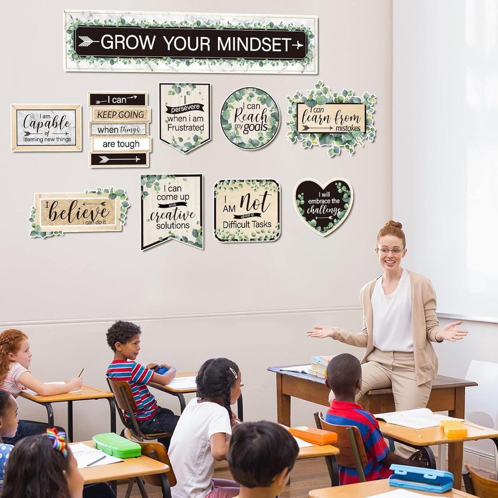 26 Pieces Growth Mindset Posters Bulletin Board Grow Your Mindset Positive Sayings Accents Set for Middle and High School Classroom or Home