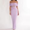 European and American Cross-border New Purple Lace Off-the-shoulder Fishtail Dress Sexy Tube Top Evening Dress Dress
