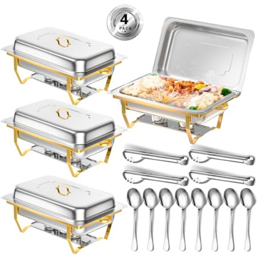 

Chafing Dishes for Buffet 8 Qt High Grade Chafing Dish Buffet Set Full Size Pan Rolled-Edge Design Food Warmers for Parties Buf