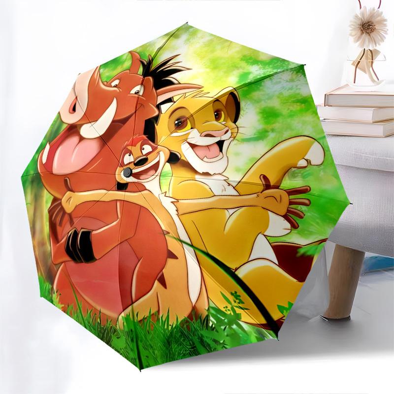 Lion King Themed Automatic Opening and Closing Umbrella, Brightly Colored 8-rib Portable Umbrella, Suitable for Men and Women, A Perfect Gift for Chri