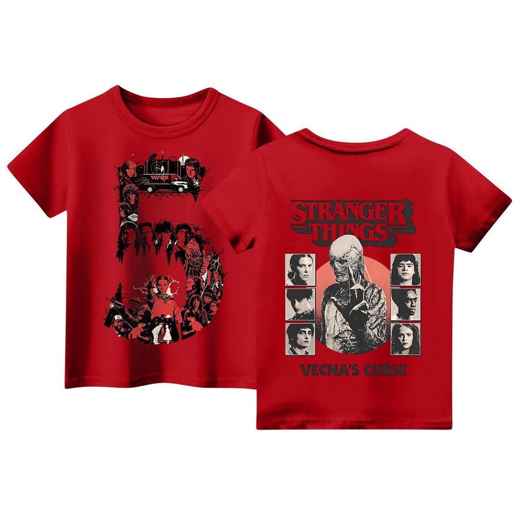 Children's Short Sleeve Tops Casual Print T Shirt Round Neck Pullover Blouse