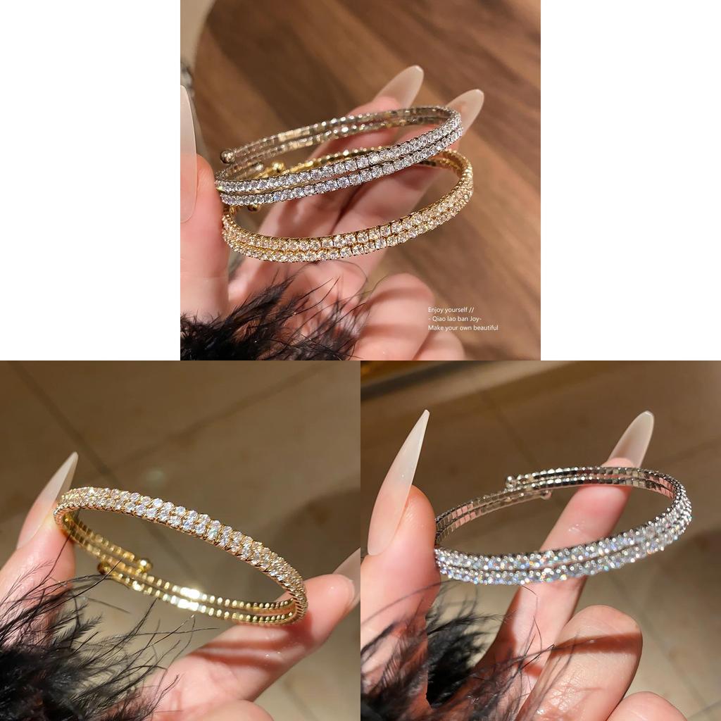 Geometric Zircon Circular Adjustable Bracelet With Cubic Zirconia For Fashionistas