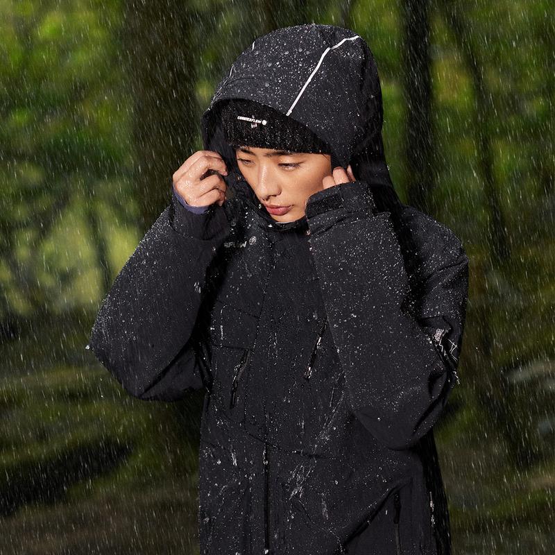 Li Ning Breath Pro Series Letter Zipper Hooded Comfortable Breathable Long Sleeve Waterproof Windproof Jacket Unisex Jacket Black AEMU045-5