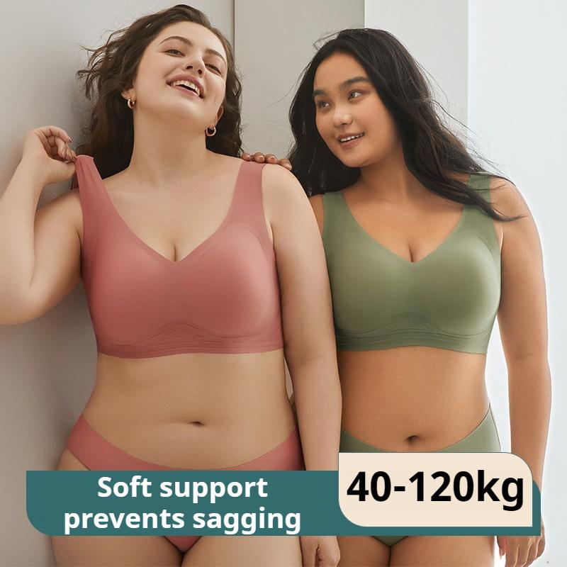 100 kg Pluss Størrelse BH-sett Sømløs Sports-BH for Små Bryster og Uten Stålring