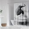 1pc Humorous and Interesting Digital Art Cartoon Cute Elephant Bathroom Decoration Digital Print Shower Curtain