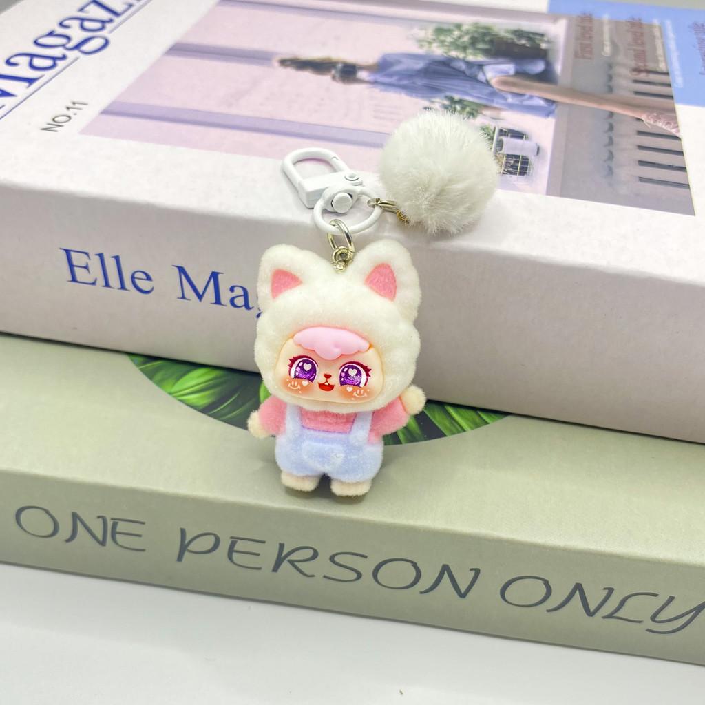 Lucky Cat Keychain Plush Toy With Handwave Design For Gift And Decor