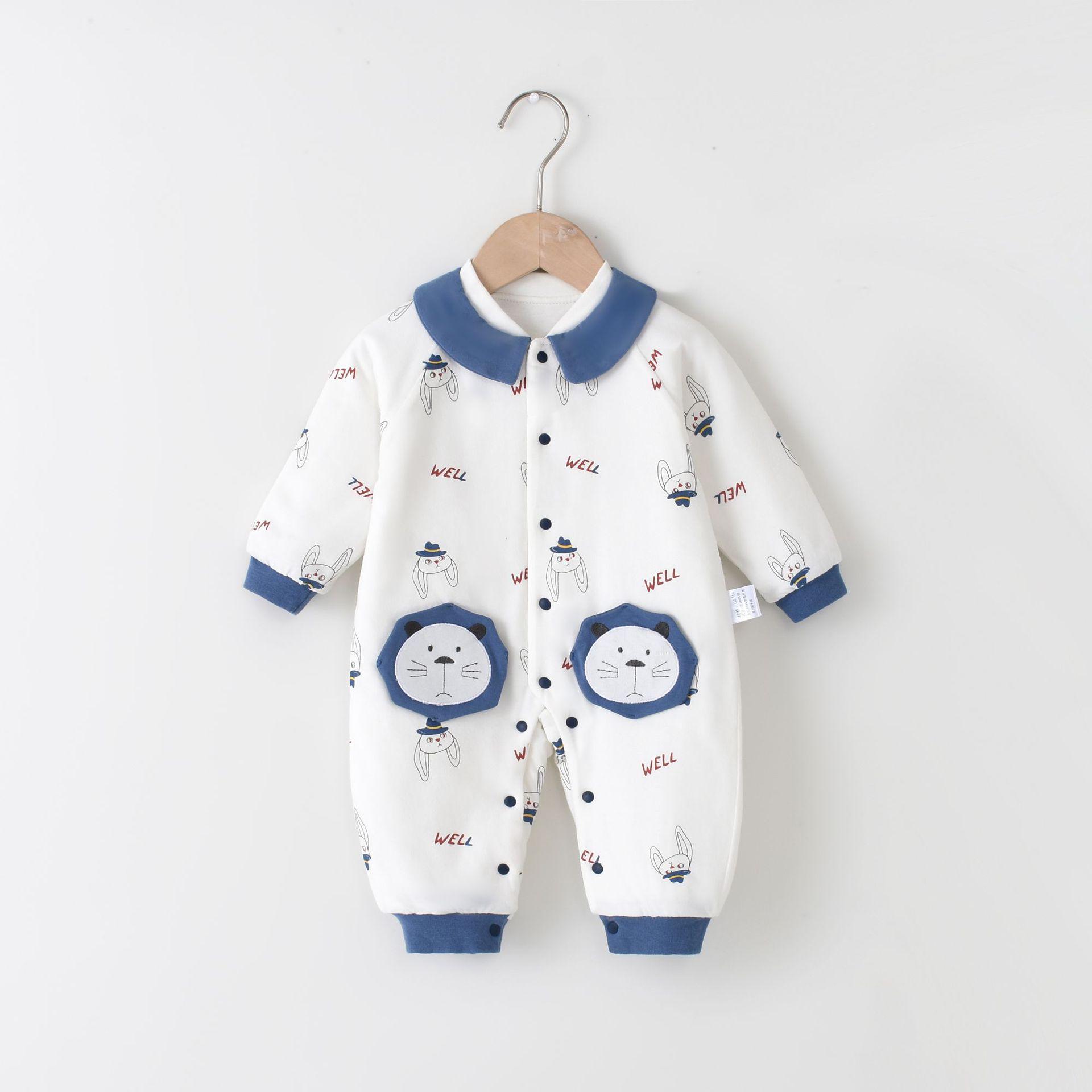 

Newborn Cotton Romper: Cozy Autumn/Winter One-Piece Pajamas 73 (3-6 months) синій