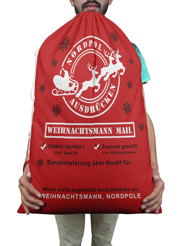 Printtoo Pack of 2 Pcs Xmas Presents Storage Bags Large Santa Gift Sack with Drawstring Christmas Party Favor 27x20 Inch