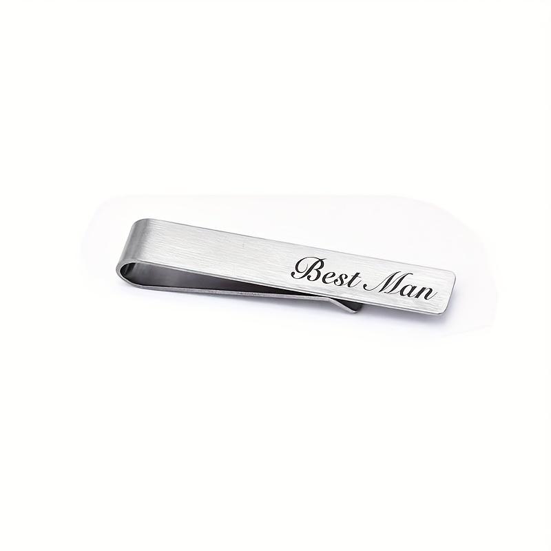 

1pc Tie Clip - Black Laser-Engraved Best for Man Design, Durable Groom Accessory for Wedding Favors, Black Tie & Groomsmen Gifts, Groom Accessories