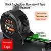Black Fluorescent Steel Tape Measure: 3m, 5m, 7.5m, 10m - Ruler Box, Pull, and Circle Ruler Measuring Tool.