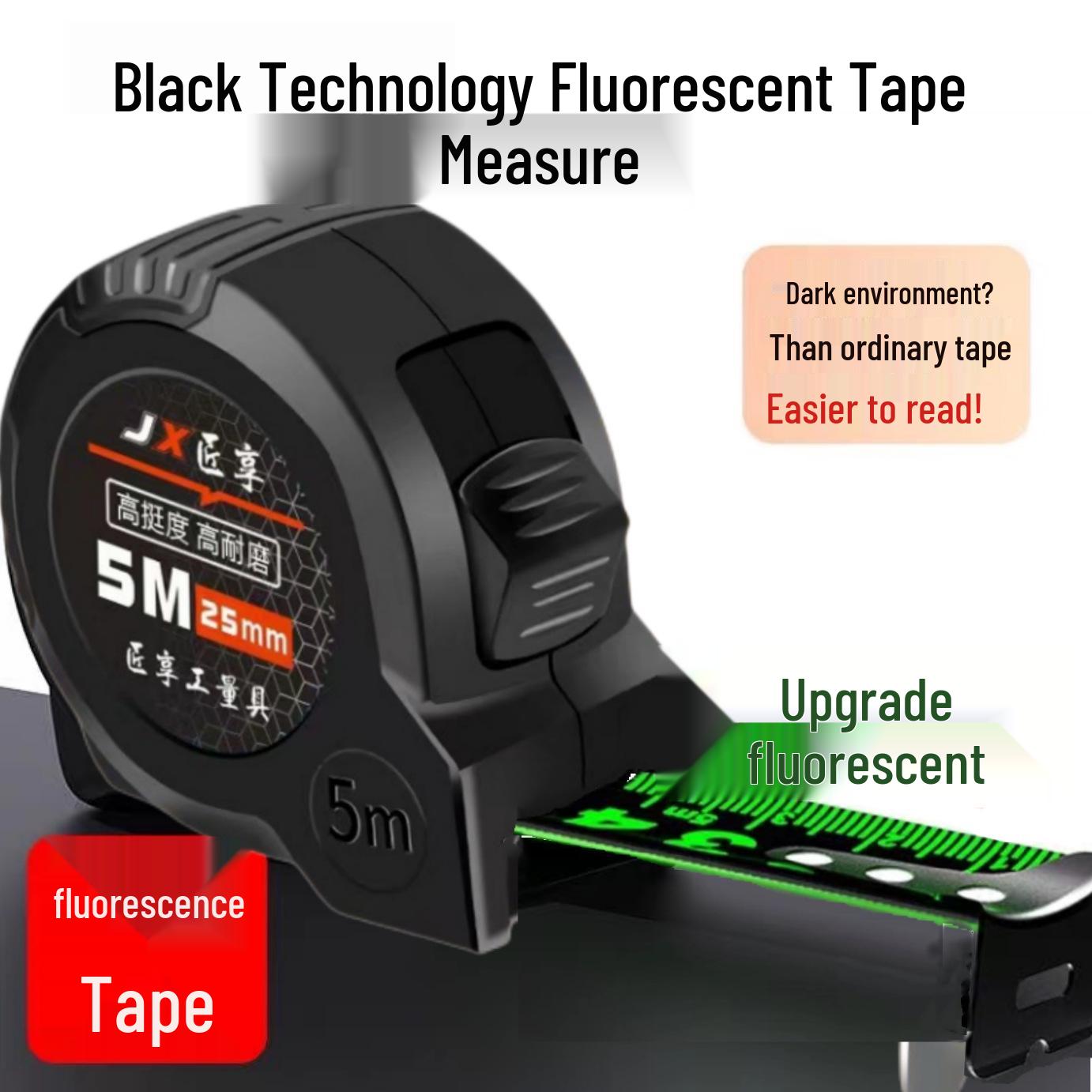 

Черная флуоресцентная стальная рулетка: 3м, 5м, 7,5м, 10м - Коробка-линейка, Вытяжная и Круглая линейка Измерительный инструмент.