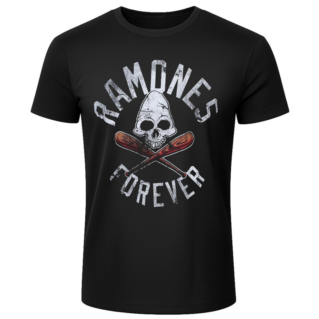 Ramones Muster 3D Gedrucktes T-Shirt Sommer Mode Luxus Kurzarm Oberteil Lässig Retro Rundhals Streetwear