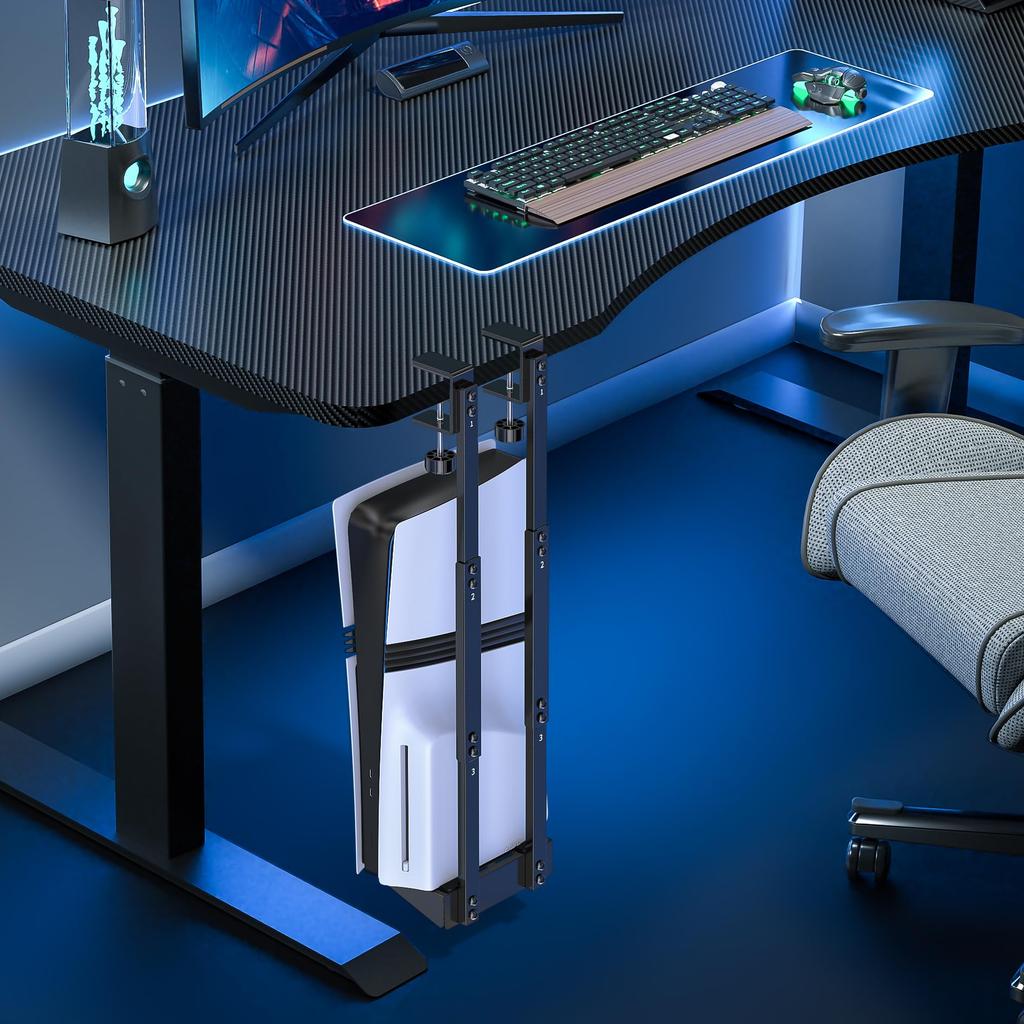 With PS5 PS5 Under Desk Holder New PS5 Pro Vertical Stand Game Console Storage Rack PlayStation 5 Mount No Drilling Required Scratch Prevention
