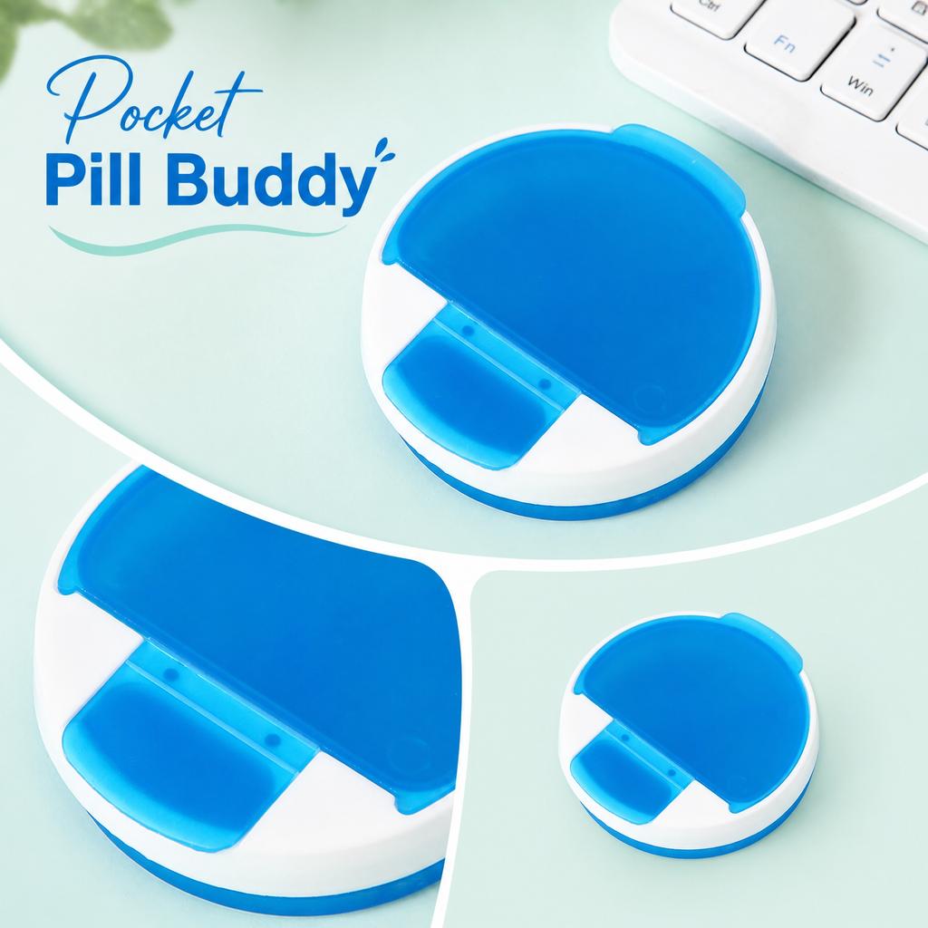 Round Portable 4 Compartment Pill Organizer Box Travel Medicine Storage Case with Secure Lid for Daily Use and Home Office