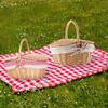 Handmade Wicker Picnic Basket with Lid Handle Picnic Hamper Washable Lining Willow Woven Storage Hamper For Outdoor Camping