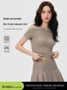 Women's Straight Shoulder Slim Fit T-Shirt - Short Sleeve, Versatile Summer Top