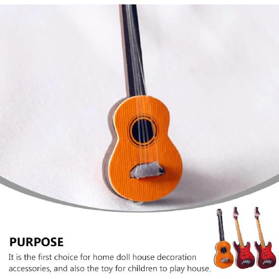 Abaodam 6 PCS Wooden Miniature Guitar Mini Musical Instrument for Dollhouse Furniture Model Home Decoration 2.59inch