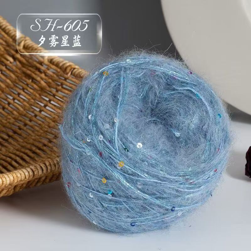 50g Big Sequins, Mohair Wool, Super Soft Yarn, Hat, Sweater, Scarf, Hand Woven DIY Shawl, Wand, Needle DIY Knitting&Crocheting