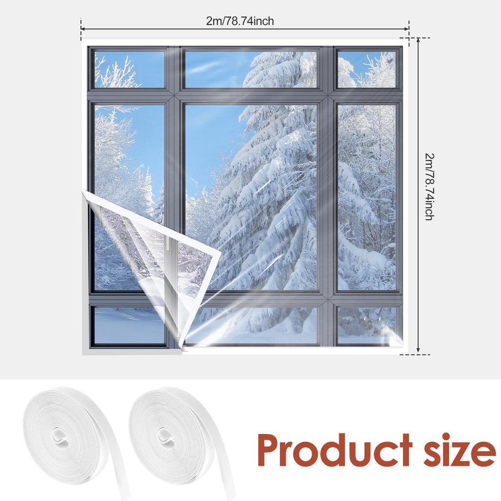 Window Insulation Film Indoor Windproof Winter Warm Window Transparent EVA Winterizing Dustproof Kit DIY Installation