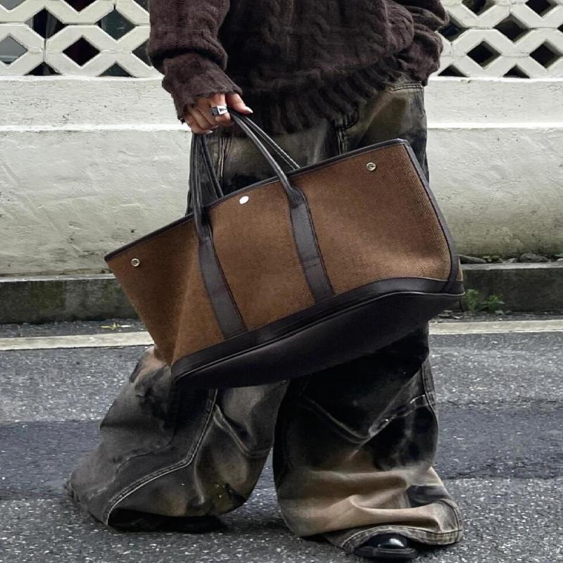 Women's Tote Bag Fall Winter New Fashion Wool Blend Shoulder Handbag Large Purse Simple Versatile Backpack
