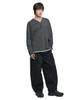 Nomaenyueol Layered Henley Neck Long Sleeve Tee - Charcoal