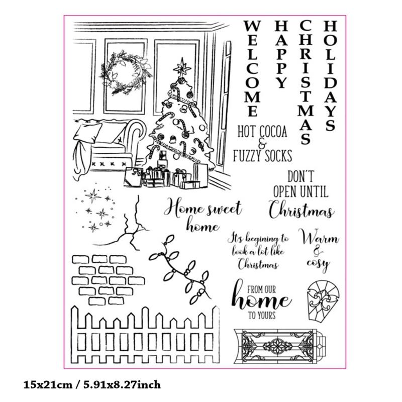 Christmas Themed Silicone Stamps Clear Silicone Stamps for Cardmaking, Background Silicone Stamps for Scrapbooking Craft