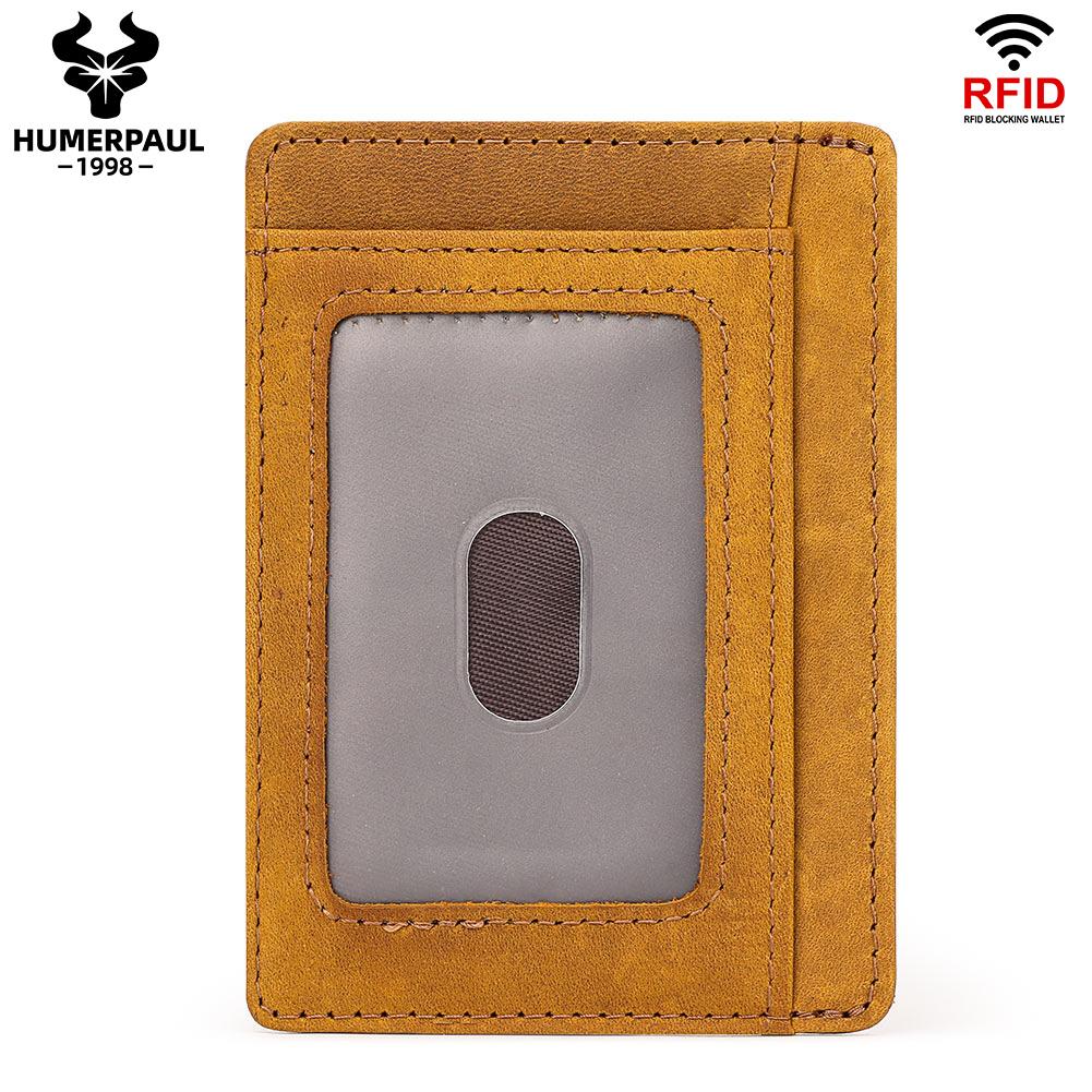 Humerpaul Piele naturala Pachet card de credit, cadou pentru fiu, ambalaj cutie cadou