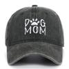 Men's Pure Cotton Distressed Sun Hat with "DOGDADDOGMOM" Embroidery - Large Brim Baseball Cap